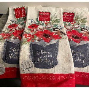 3 Sets of New  Kay Dee Designs  Christmas Home For The Holidays Tee Towels  16 x